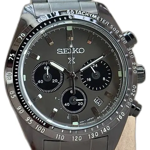 Seiko Prospex Speedtimer Chronograph black -grey - dial close-up