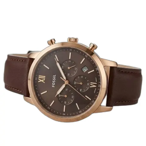 Fossil Neutro Chronograph Brown Copper Brown - dial close-up