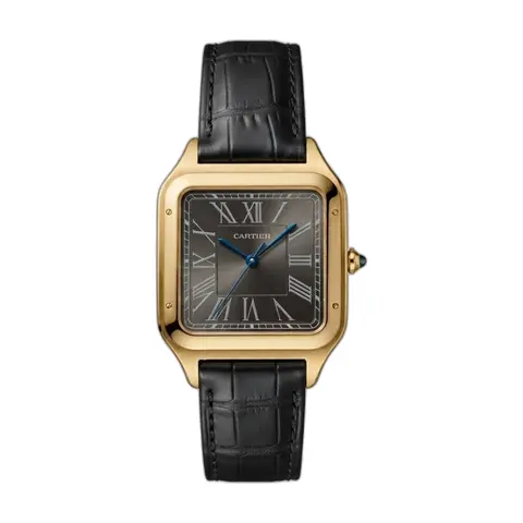 Cartier Santos Dumont Square Gold Black Dial - front view