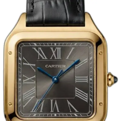 Cartier Santos Dumont Square Gold Black Dial - dial close-up
