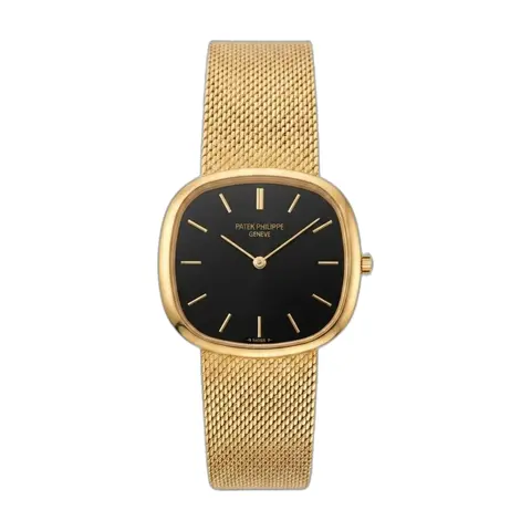 Patek philipe Ellipse Timepiece Gold Black Dial - front view