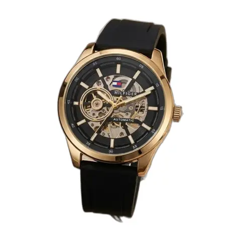 Tommy Hilfige r Automatic Silicon Black-Gold - front view