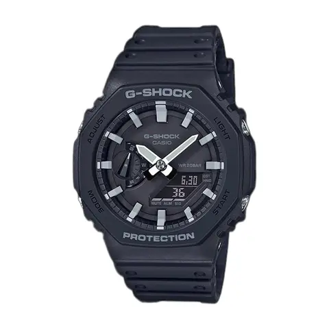 Casio g shock ga2100 black and white - front view