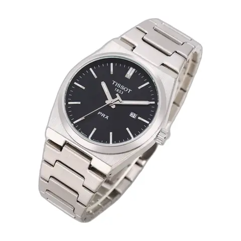 Tissot 1853 Prx Silver-Black Plain - front view
