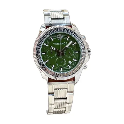 Versace Greca Action Chronograph silver green - front view