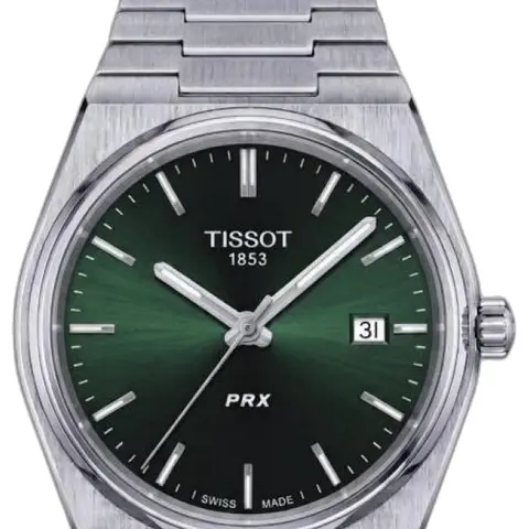 Tissot 1853 PRX Silver Green Dial - dial close-up