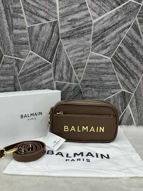 Balmain Brown Monogram Camera Crossbody Bag Unisex With OriginalBox