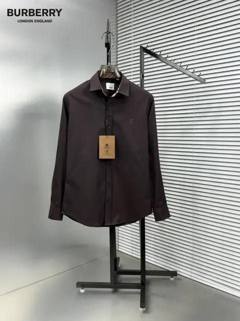Burberry Chest Logo Full Sleeves Shirt Maroon