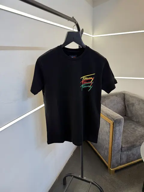 Tommy hilfigar round neck imported tshirt black sale