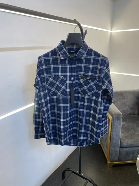 Amiri style 1 checks imported box packing shirt navy blue
