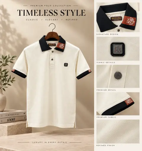 Loro piana Cream imported luxury box pack Polo tshirt