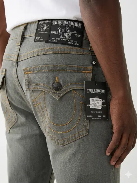 True Religion Green Straight fit Premium Imported Stretchable Lycra Fabric Denim with Back Pocket Embroidered Design 4170
