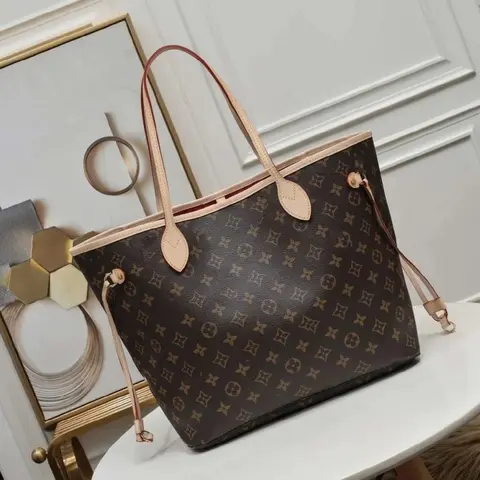 Louis Vuitton LV Neverfull Tote Bag With Extra Pouch & Dust Bag (Brown Monogram - 865)