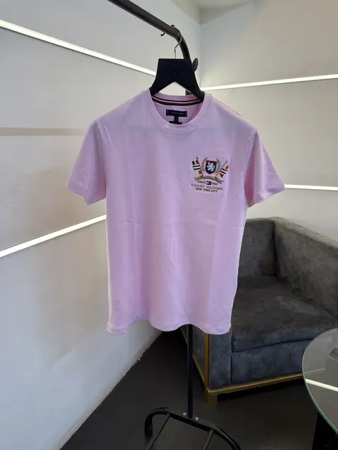 Tommy hilfigar round neck imported tshirt pink sale
