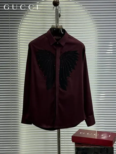 Gucci Premium Box Pack Full Sleeves Shirt Maroon