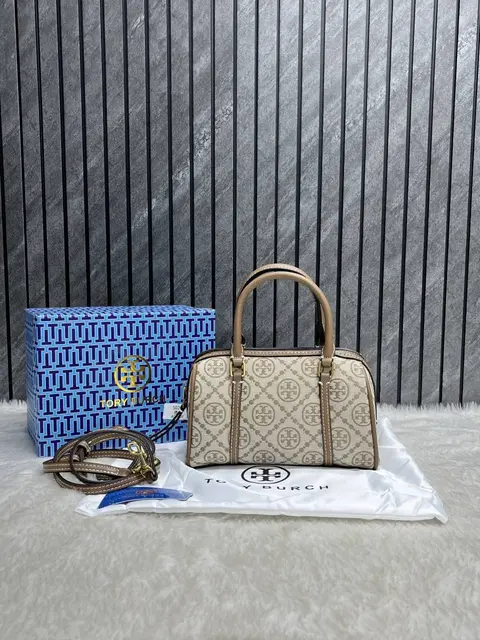 Tori Burch Mini Boston Brown With OriginalBox DustCover