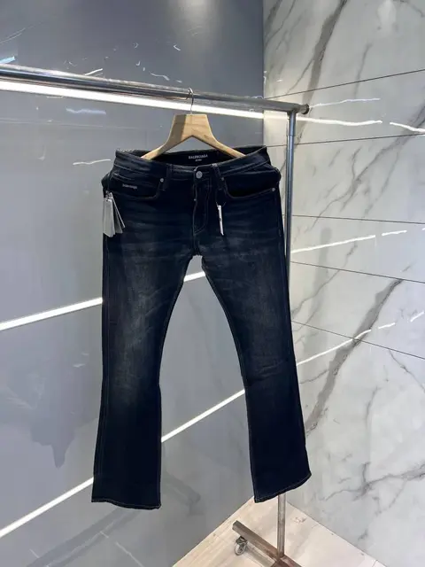 Balenciaga a Dark Shade Premium Imported Stretchable Lycra Fabric Boot Cut Denim with Embroidered Design 2953