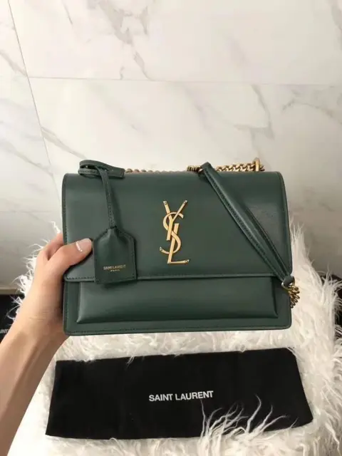 Ysl Sunset Green 2503 Shoulder Bag With OriginalBox & DustCover