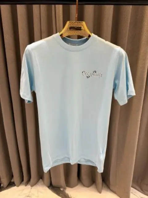 No Return Of white Round Neck T-shirt Sky Blue