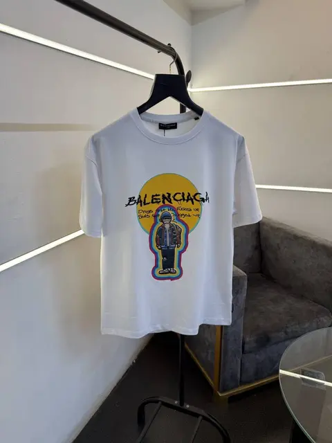 Balenciagahpatch man logo with premium printing oversize drop shoulder tshirt white sale