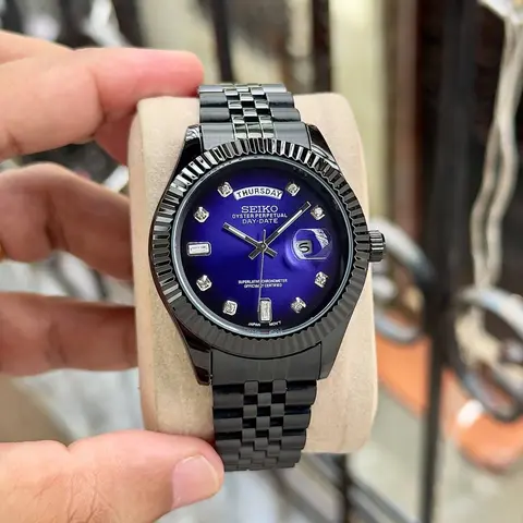 Seiko Oyster Perpetual Day Date Silver-Blue Diamond