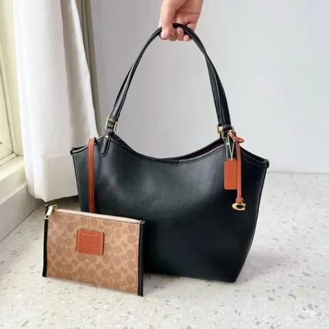 Coach Day Tote With Removable Pouch & Dust Bag (Black-970)