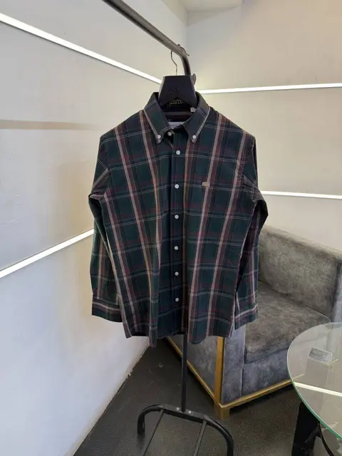 Lacoste bottle green checks imported shirt
