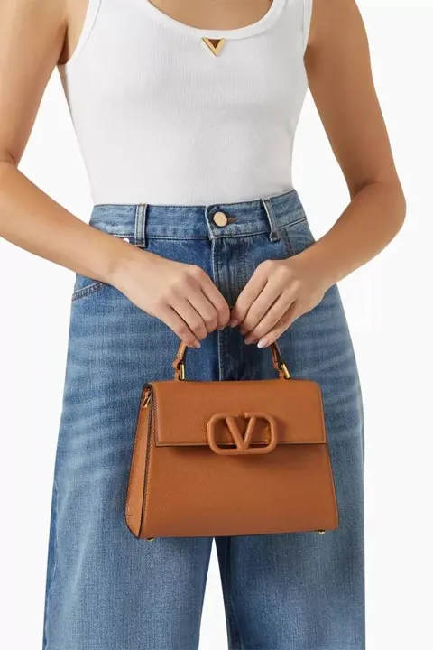 Valentynoo Tan-Brown VSling TopHandle ShoulderBag With DustCoverhut