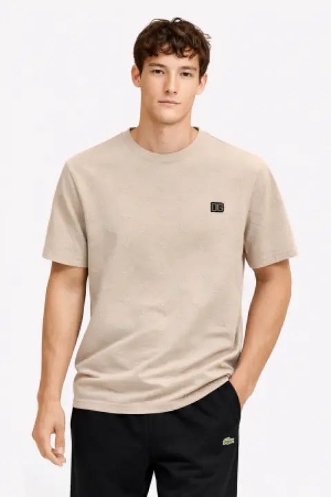 Dolce Gabana White Imported Embossed Monogram Tshirt Beige