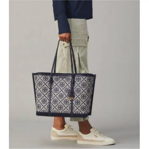 Tori Burch Jacquard Monogram Embriodery Tote With DustCover