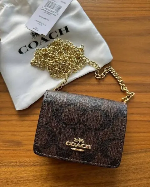 Coach Chain Wallet With OriginalBox DustCover Bill Tags