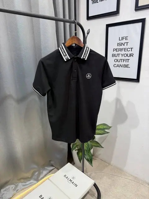 Balmain imported box pack polo tshirt black
