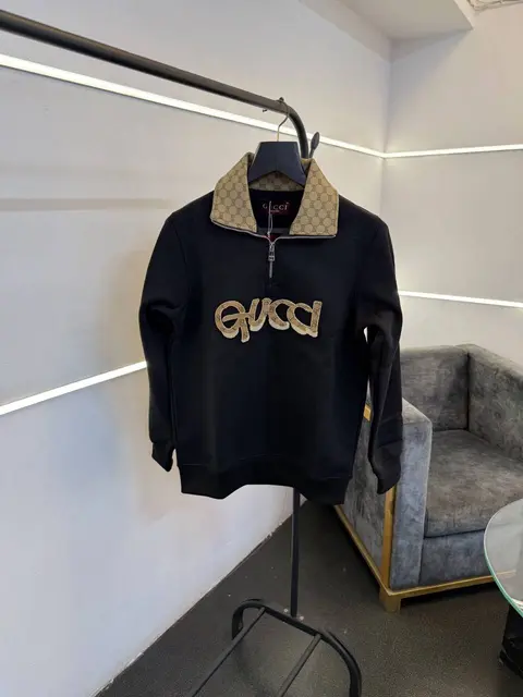 Gucci imported half zip imported sweatshirt black