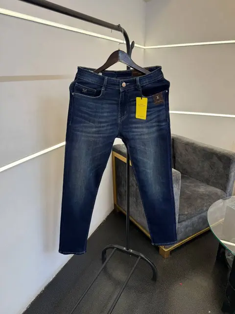 Louis Vuitton dark blue straight fit imported denim with brand buttons