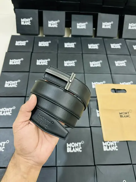06 MONT BLANC MATTE BLACK PREMIUM QUALITY REVERSIBLE BELT WITH BOX