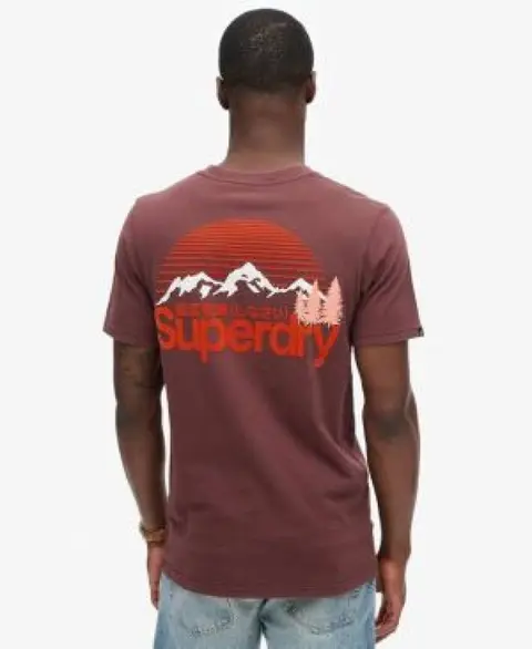 Super Dry Round Neck T-shirt Maroon Red