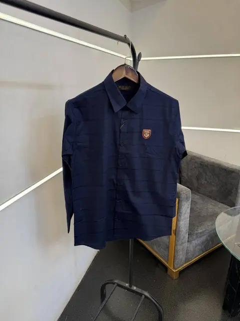 Loro piana horizontal strip imported turkish quality shirt blue