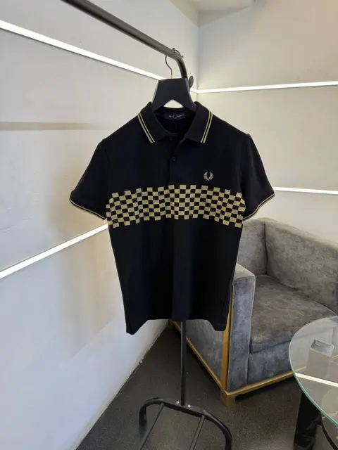 Fredperry black imported embroidery polo tshirt sale