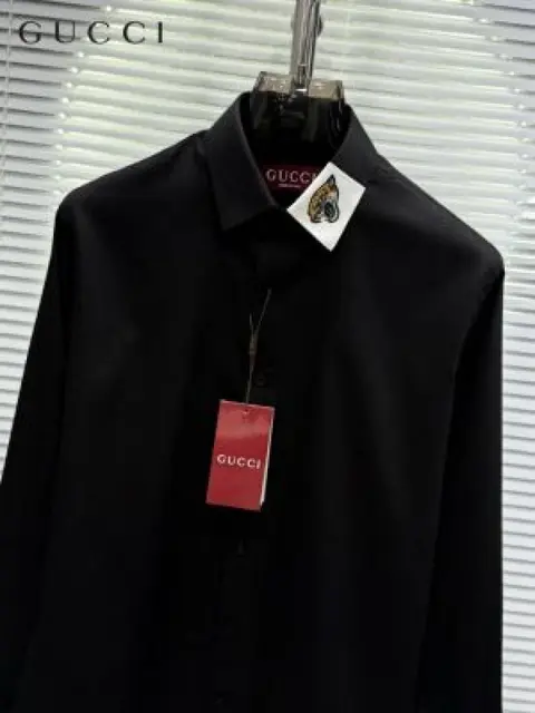 No Return Guchi Collar Tiger Diamond Box Pack Full Sleeves Shirt Black