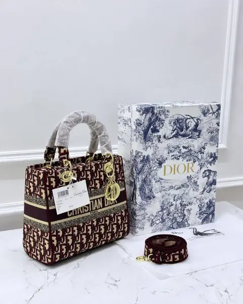 Dior Lady Dlite Wine 8825 Handbag With OriginalBox & DustCover