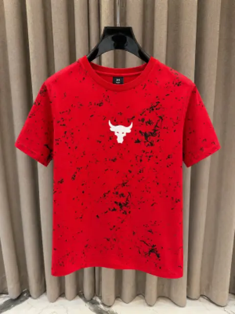 Under Armor Middle Brand Logo Round Neck T-shirt Red