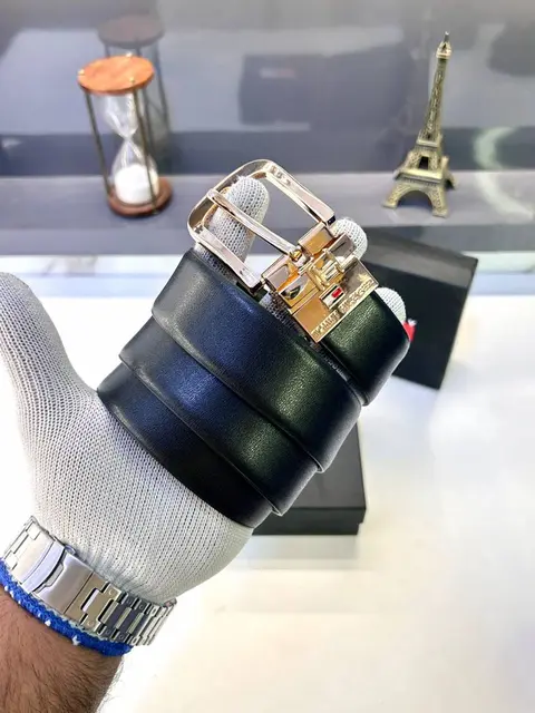 Tommy Hilgi Gold Glossy Reversible Belt Fa 843