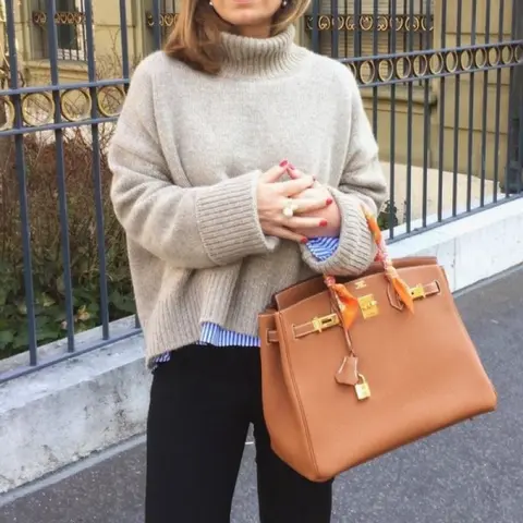 Hermes Birkin Signature Togo Handbag With Dust Bag (Brown - 453)