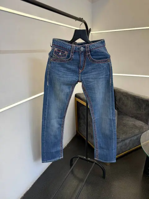 True religion imported straight fit hyperflex denim carbon blue