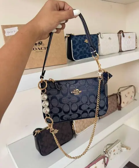 Coach Nolita 19 All Denim With OriginalBox DustCover ChainBelt PearlCharm