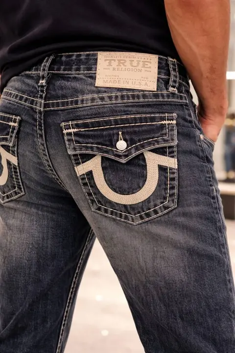 True Religio n Grey Shade Boot cut Premium Imported Stretchable lycra fabric Denim with back flap pocket Design 3775