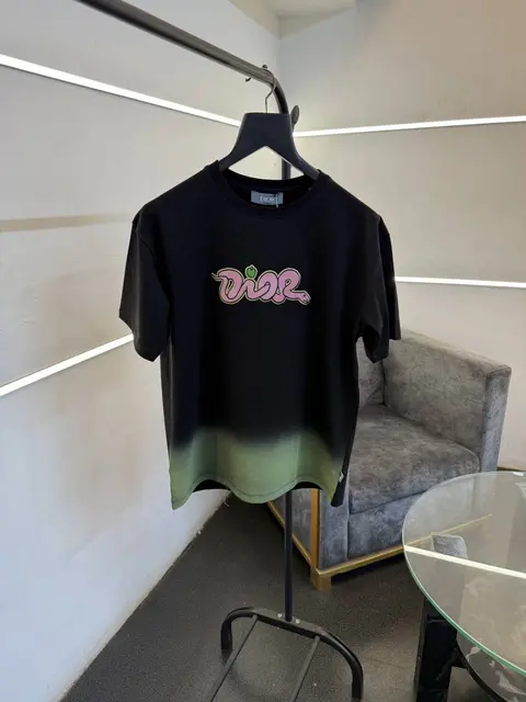 Dior Turkish imported drop shoulder over size imported round neck tshirt with patch logo black sale
