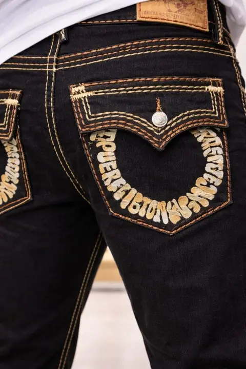 True Religio n Navy Boot cut Premium Imported Stretchable lycra fabric Denim with back flap pocket Design 3635