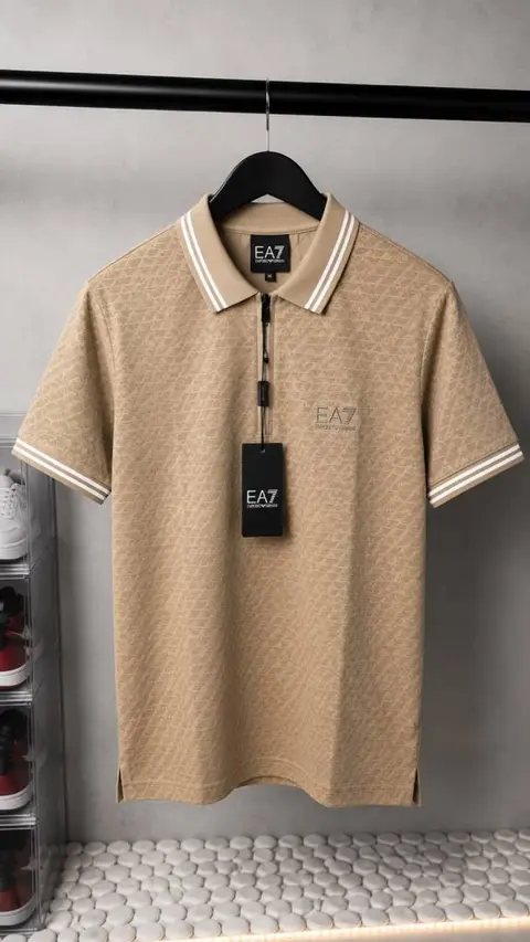 EA7 Empori o Arma Monogram Zip Polo T-Shirt With OG Box Packaging 1390
