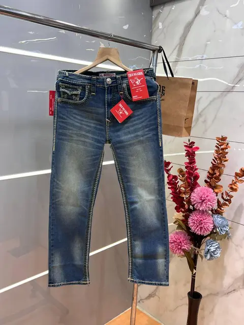 True Religio n Light Shade Premium Imported Stretchable Lycra Fabric Straight fit Denim with Back Flap pocket Design 3435